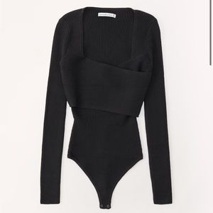 Abercrombie LuxeLoft Black Wrap Bodysuit ❄️🖤